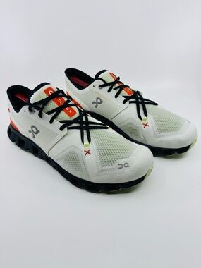 On Running Mens Cloud X 3 Textile Synthetic Color Ivory Flame Trainers SZ 12